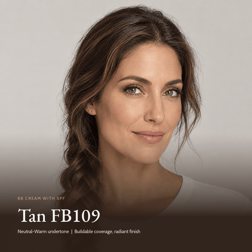 Model wearing BB Cream with SPF in Tan FB109