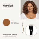 Bronzing Moisturizer Marrakesh shade swatch with model