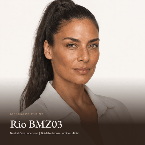 Model wearing Bronzing Moisturizer in Rio
