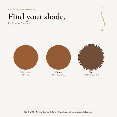 Bronzing Moisturizer shade chart with Rio selected