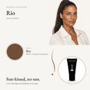 Bronzing Moisturizer Rio shade swatch with model