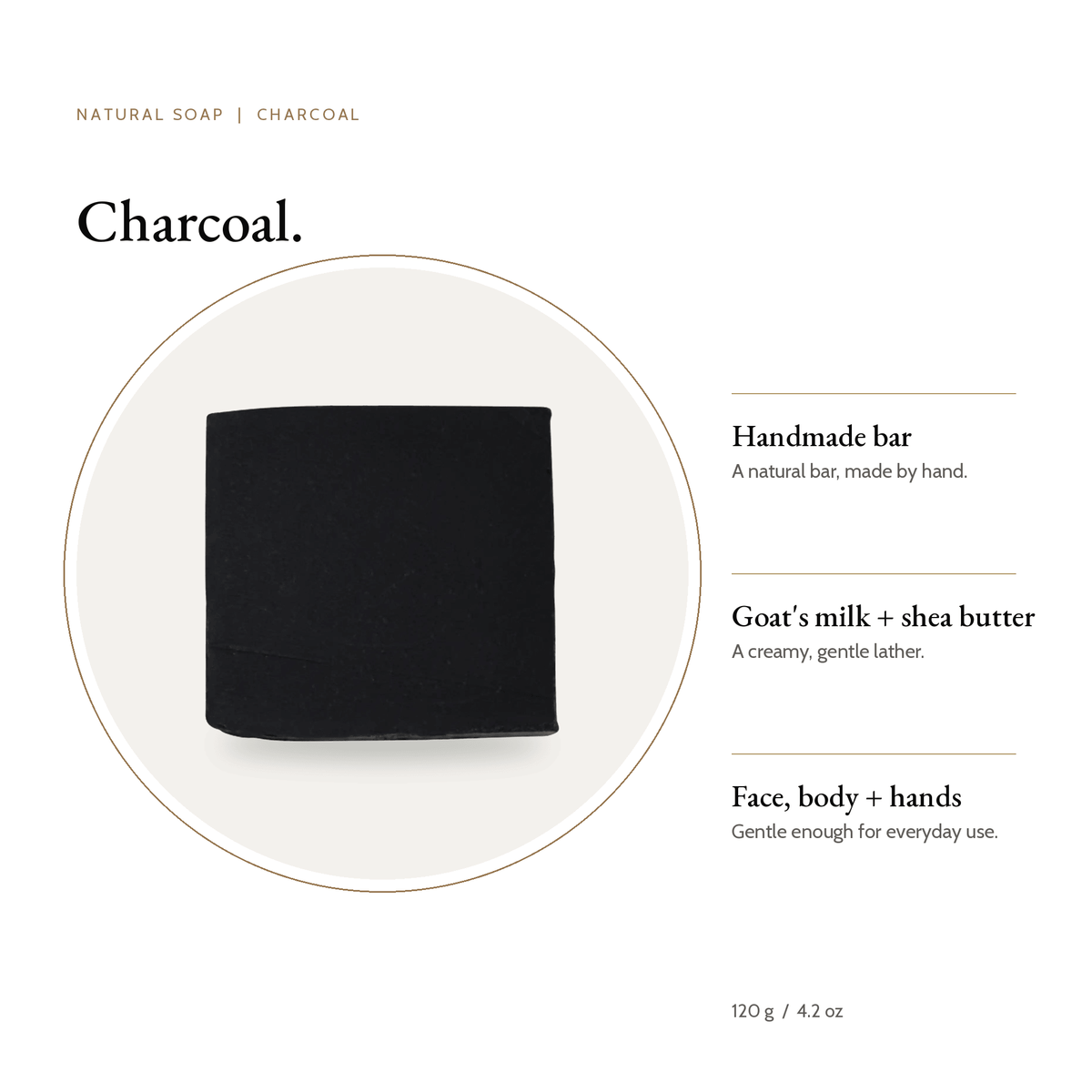 Charcoal Natural Soap bar with key benefits