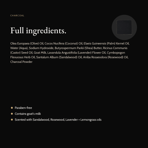 Charcoal Natural Soap full ingredient list