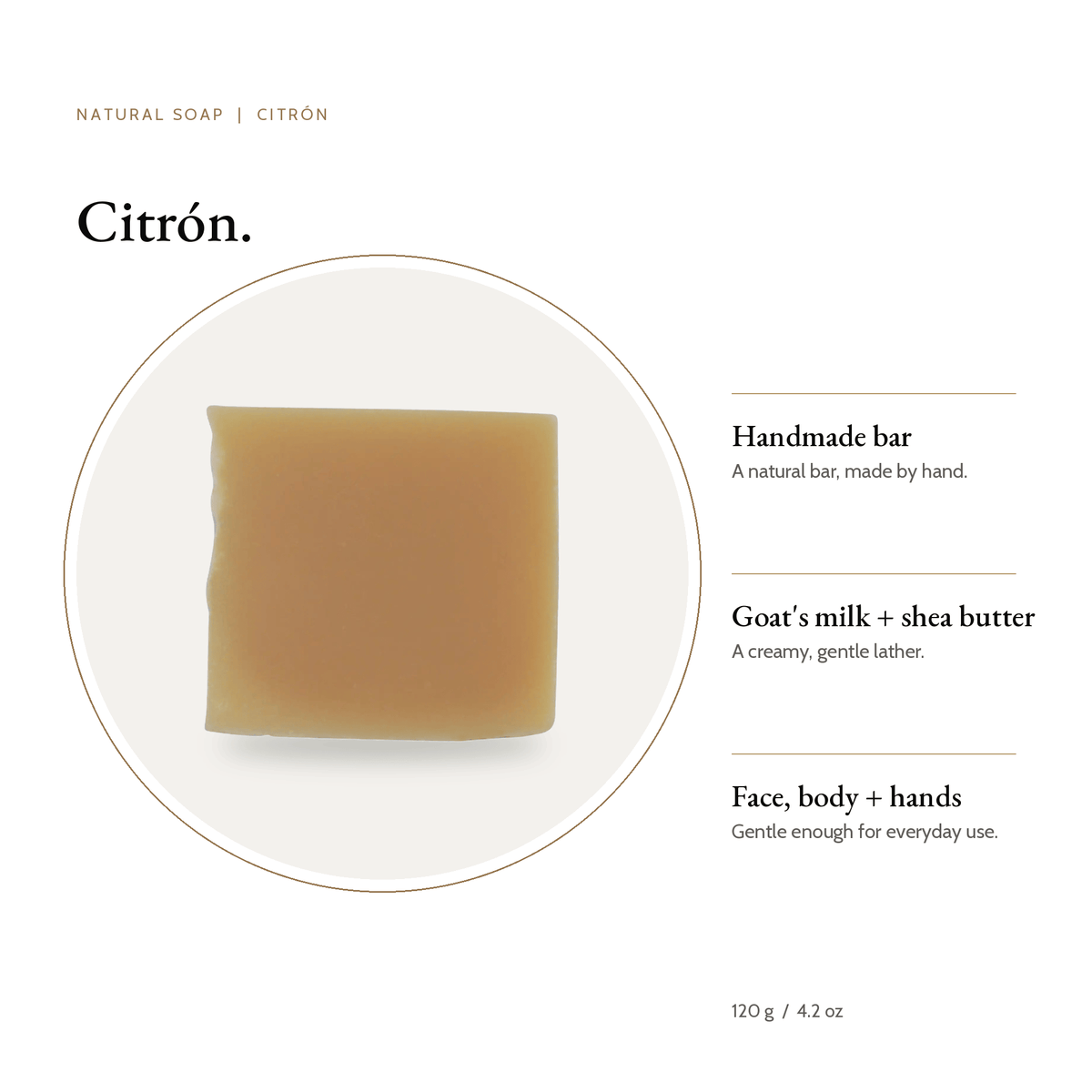Citrón Natural Soap bar with key benefits