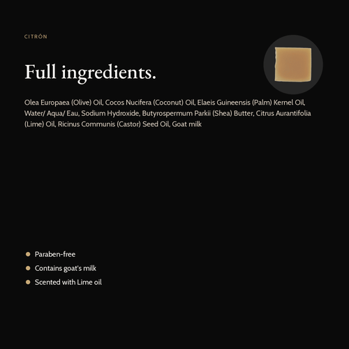 Citrón Natural Soap full ingredient list