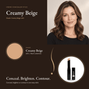 Creme Concealer Stick in Creamy Beige LW3, warm undertone, with model