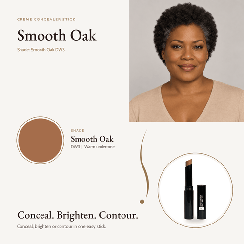 Creme Concealer Stick in Smooth Oak DW3, warm undertone, with model