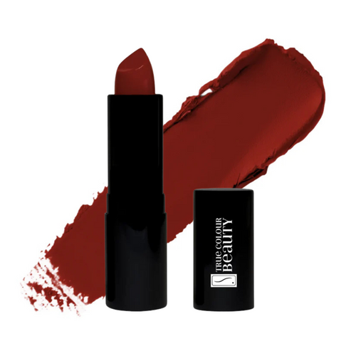 Daring Dahlia lipstick and matching swatch, highlighting the vibrant dahlia pink color with a rich, matte texture.