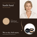 Dual Blend Powder Foundation Sunlit Sand WD100 shade swatch with model