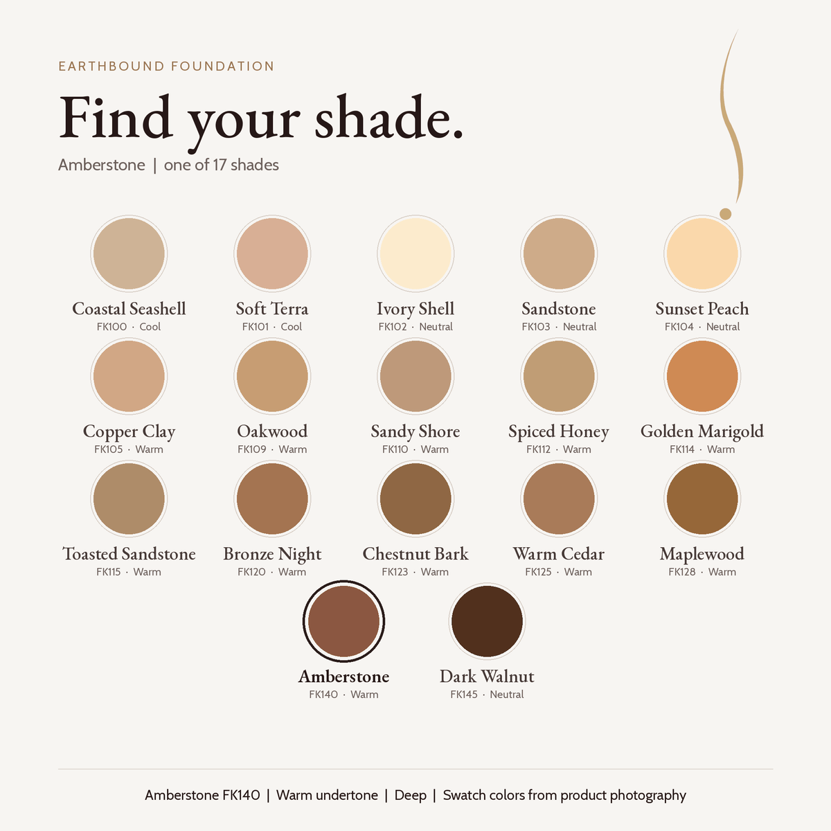 Earthbound Liquid Foundation shade finder with Amberstone selected
