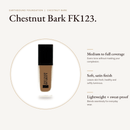 Earthbound Liquid Foundation Chestnut Bark bottle with key benefits