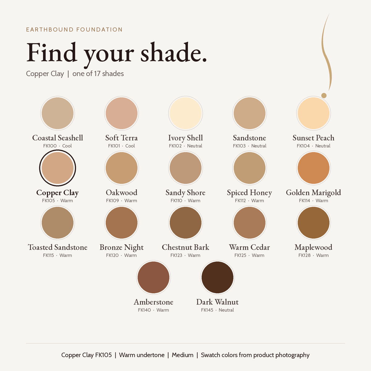Earthbound Liquid Foundation shade finder with Copper Clay selected