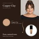 Earthbound Liquid Foundation Copper Clay shade card with model