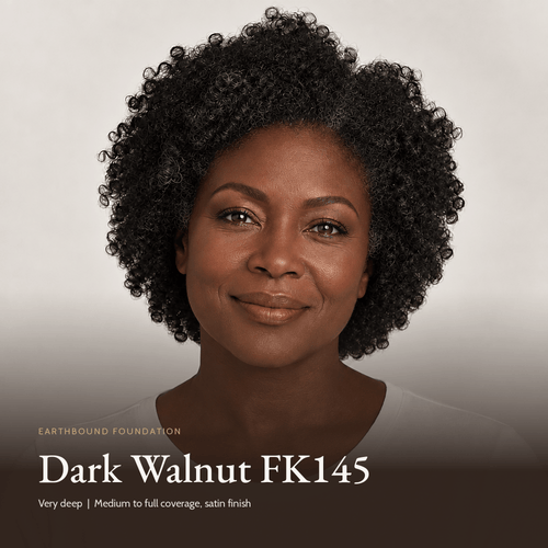 Model with Earthbound Liquid Foundation in Dark Walnut FK145