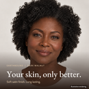 Close-up of a model's even, natural complexion wearing Earthbound Liquid Foundation in Dark Walnut FK145.
