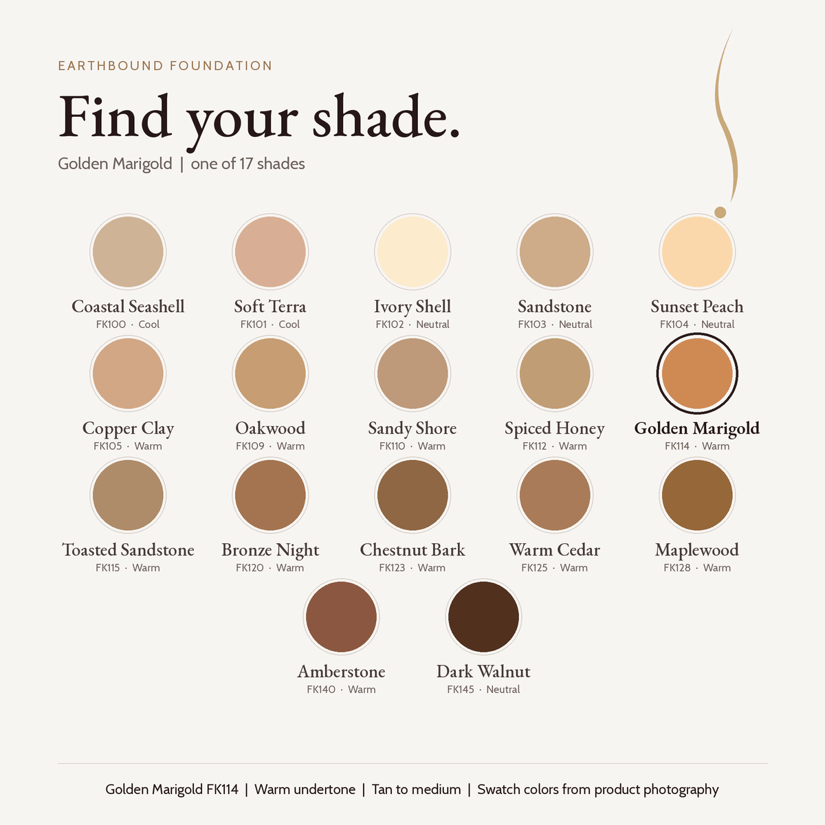 Earthbound Liquid Foundation shade finder with Golden Marigold selected