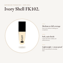 Earthbound Liquid Foundation Ivory Shell bottle with key benefits