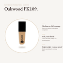Earthbound Liquid Foundation Oakwood bottle with key benefits