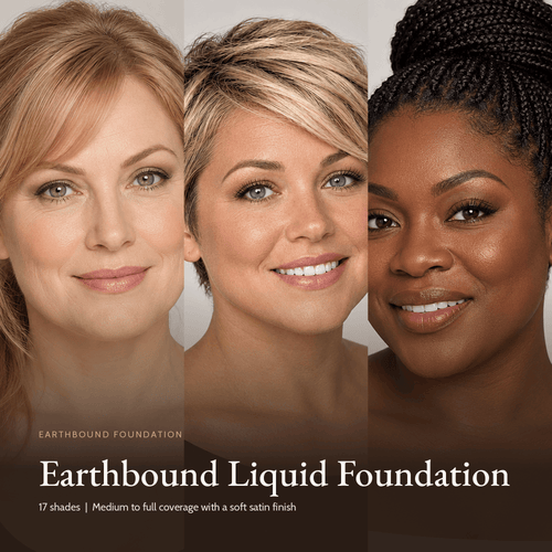Model wearing Earthbound Liquid Foundation