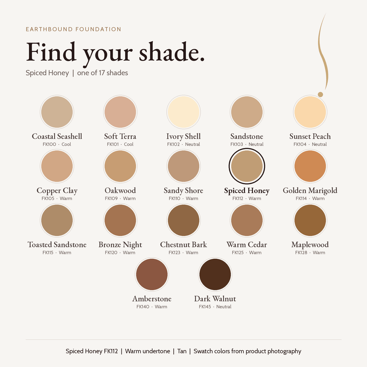 Earthbound Liquid Foundation shade finder with Spiced Honey selected