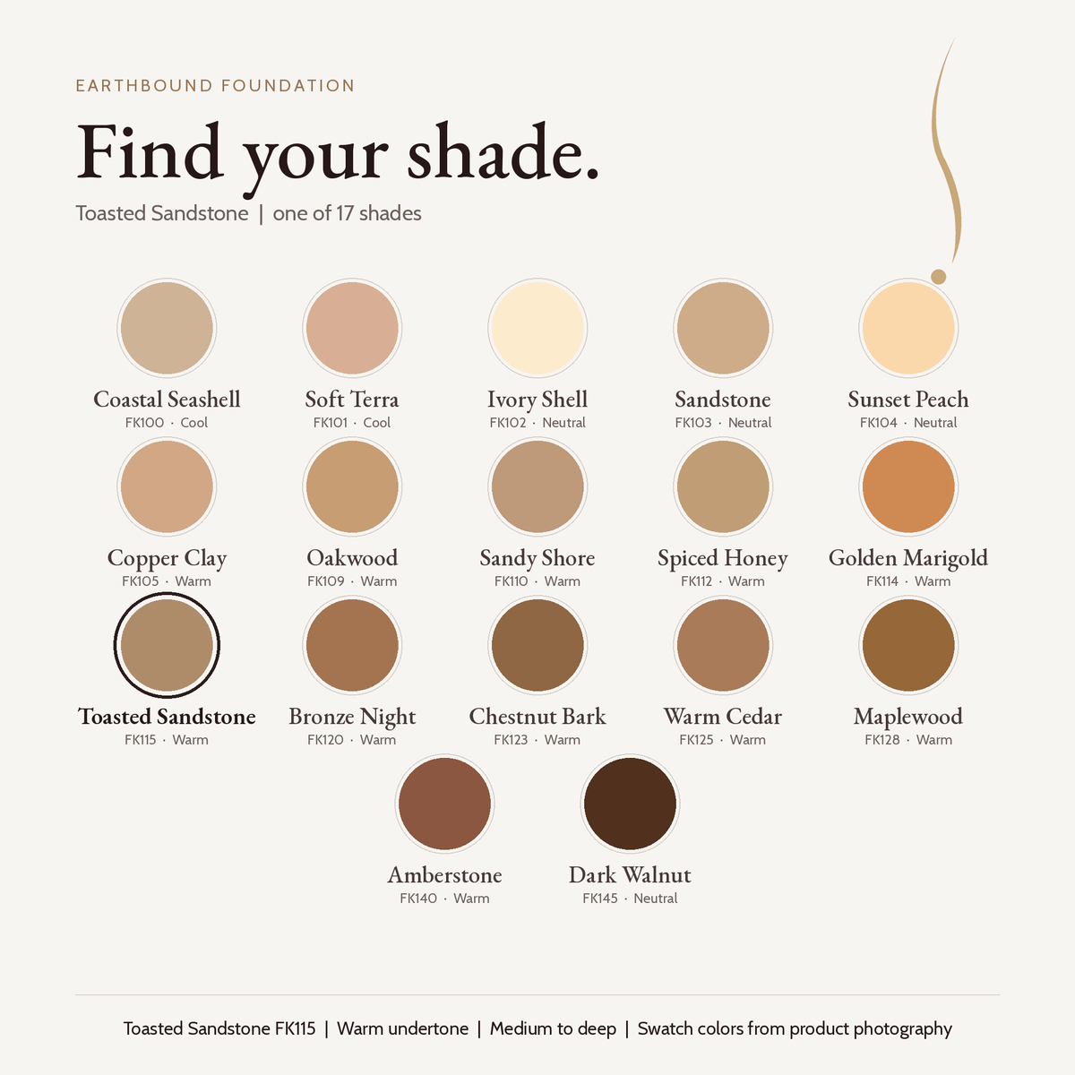 Earthbound Liquid Foundation shade finder with Toasted Sandstone selected