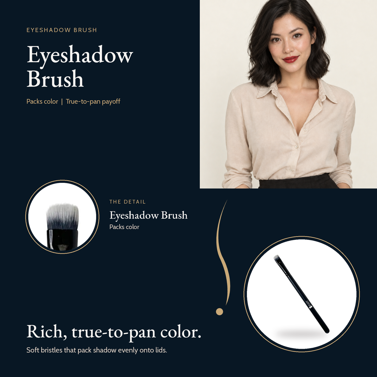 Eyeshadow Brush close-up of the flat packing bristle tip