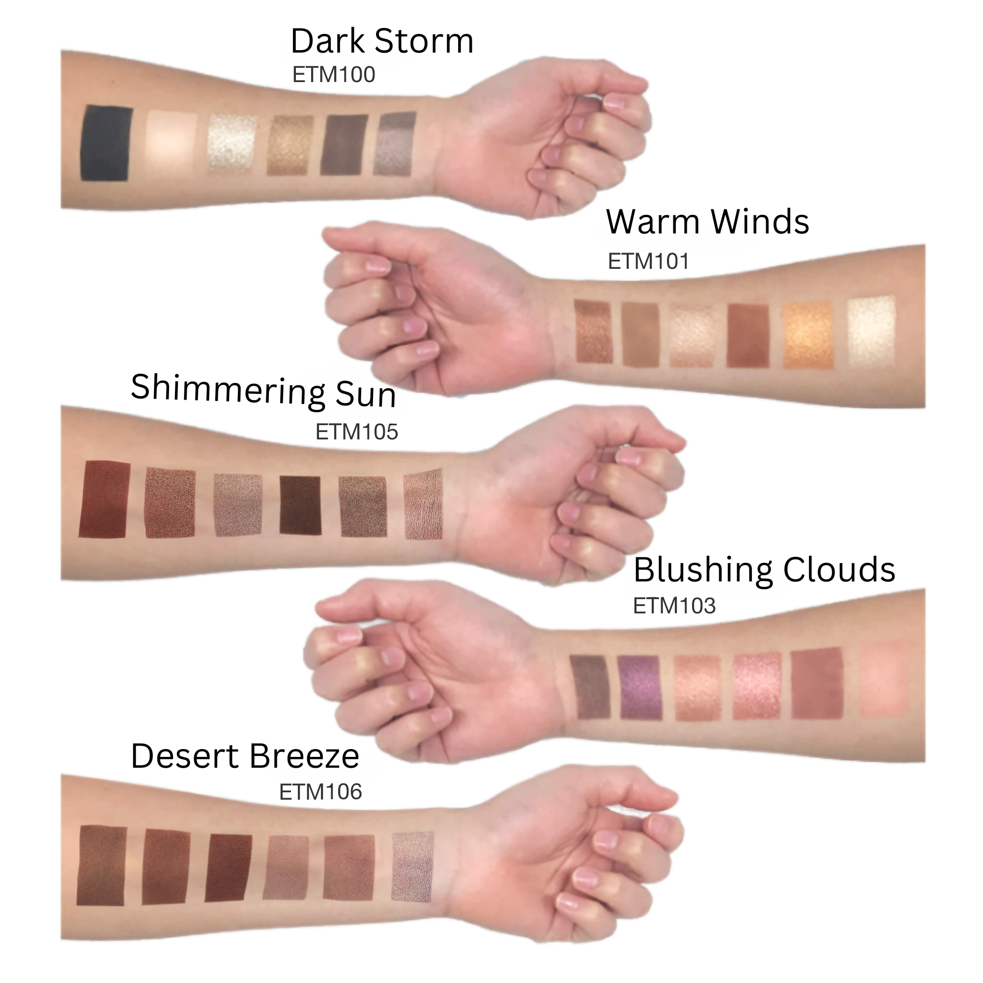 True Colour Beauty eyeshadow palette arm swatch