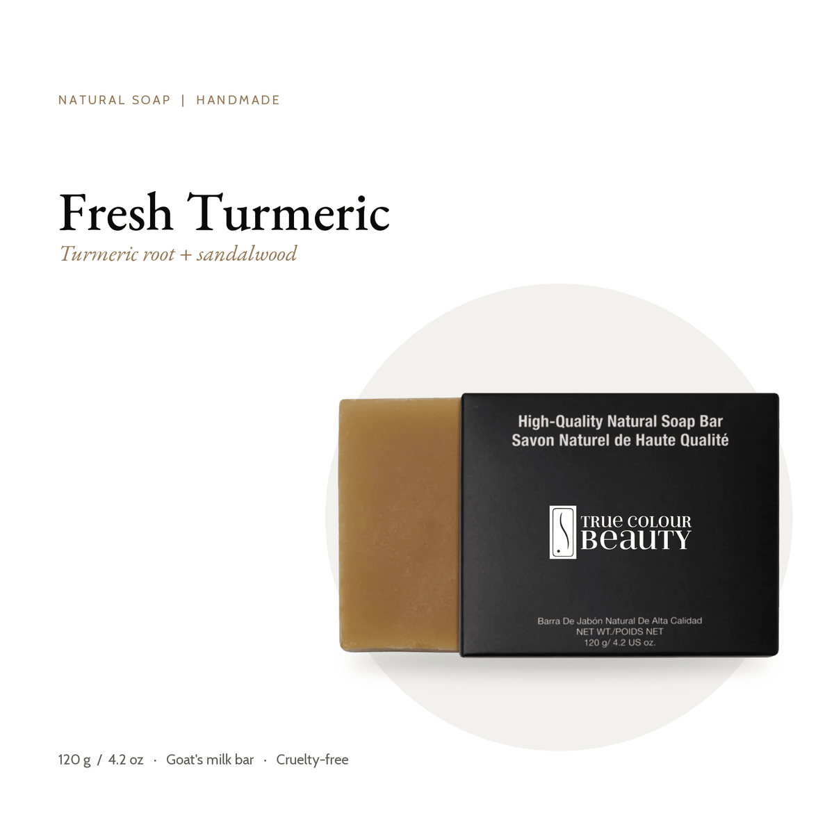 Fresh Turmeric Natural Soap bar and box, 120 g