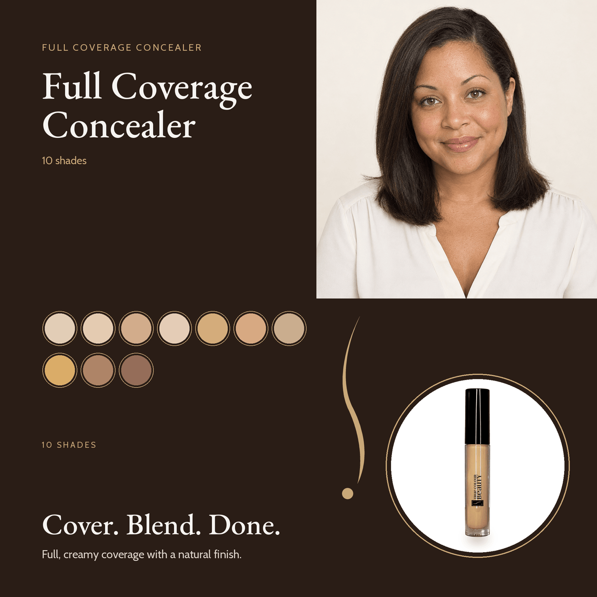 Full Coverage Concealer 10 shade swatches and wand