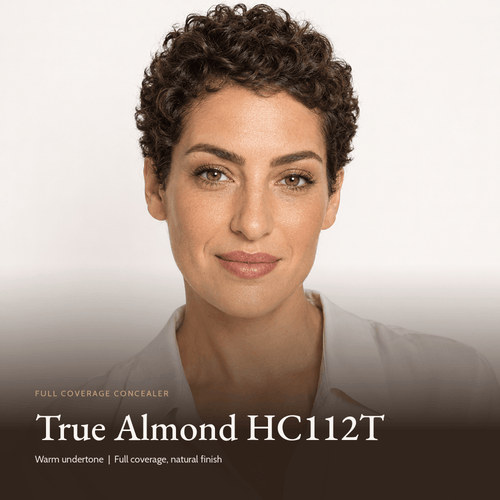 Model wearing Full Coverage Concealer in True Almond HC112T