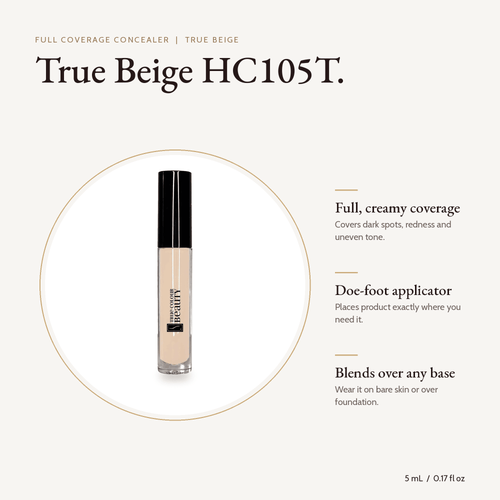 Full Coverage Concealer True Beige HC105T, 5 mL, with key benefits