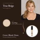 Full Coverage Concealer True Beige HC105T shade swatch with model