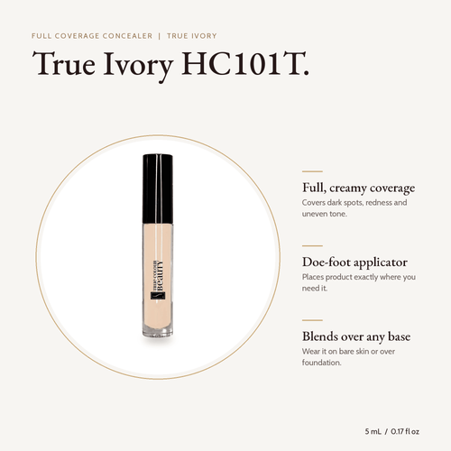 Full Coverage Concealer True Ivory HC101T, 5 mL, with key benefits