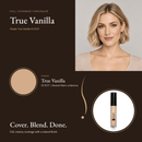Full Coverage Concealer True Vanilla HC103T shade swatch with model