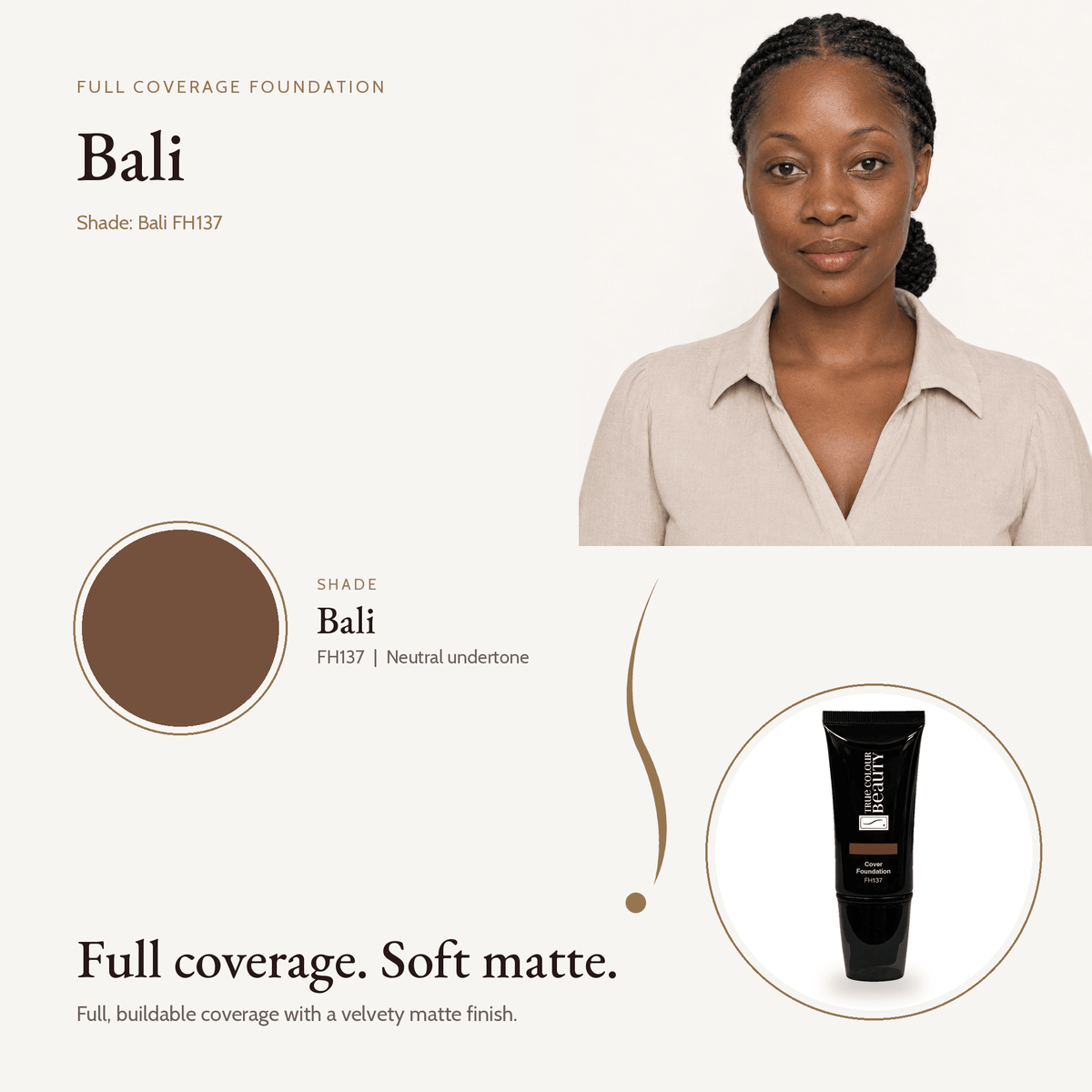 Bali FH137 shade swatch and tube, neutral undertone