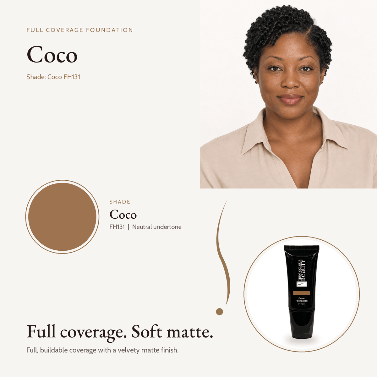 Coco FH131 shade swatch and tube, neutral undertone