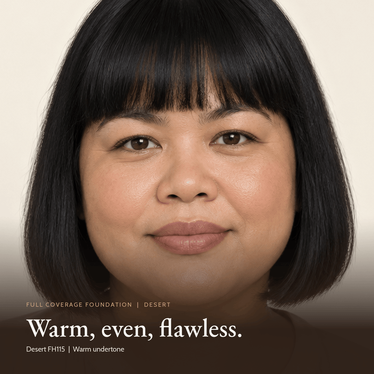 Close-up of a model wearing Full Coverage Foundation in Desert
