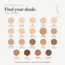 Full Coverage Foundation shade chart with Honey FH114 highlighted