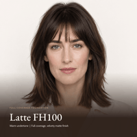 Model wearing Full Coverage Foundation in Latte FH100, warm undertone