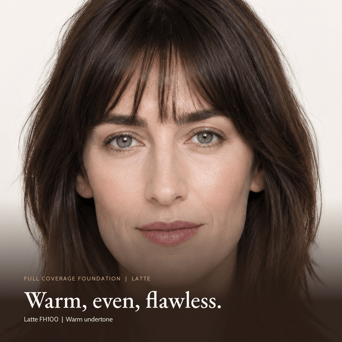 Close-up of a model wearing Full Coverage Foundation in Latte