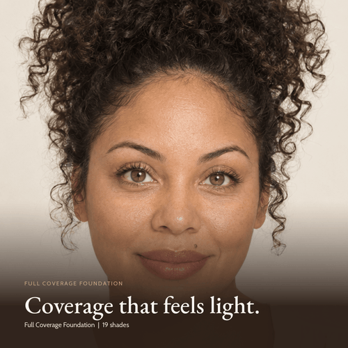 Close-up of a model wearing Full Coverage Foundation