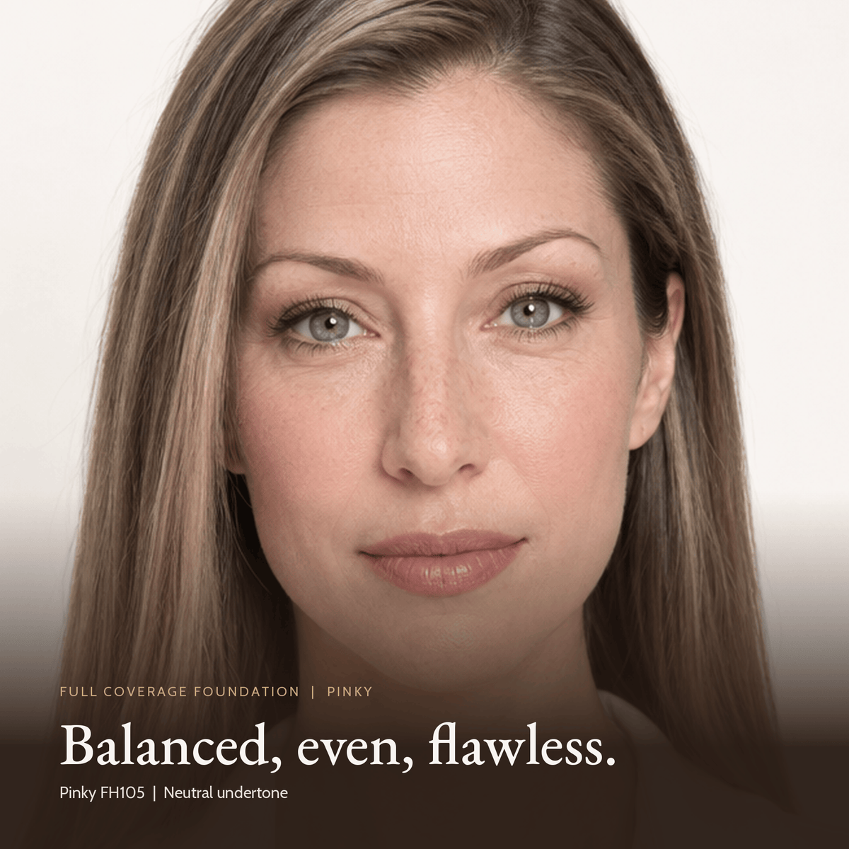 Close-up of a model wearing Full Coverage Foundation in Pinky