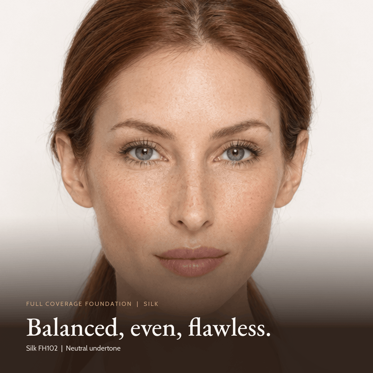 Close-up of a model wearing Full Coverage Foundation in Silk