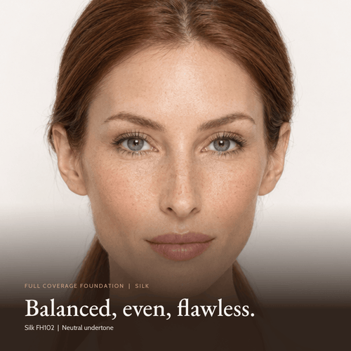 Close-up of a model wearing Full Coverage Foundation in Silk