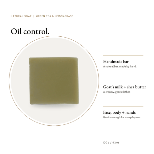 Green Tea & Lemongrass Natural Soap bar with key benefits