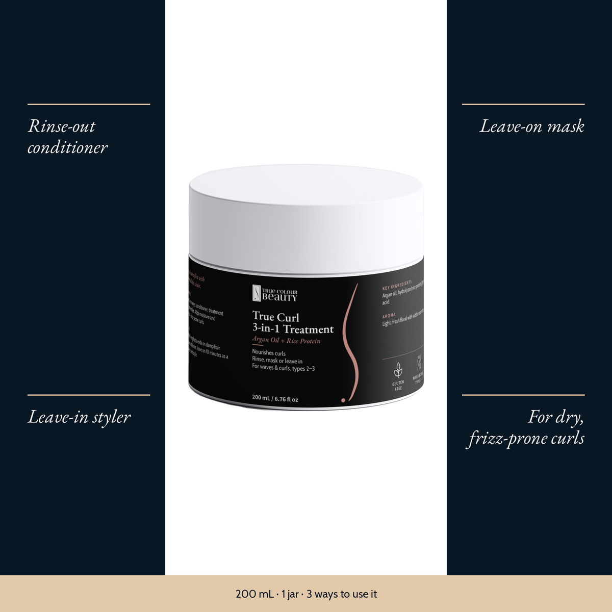 True Curl 3-in-1 Treatment with four benefits