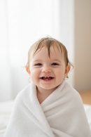 Happy baby with clean hair
