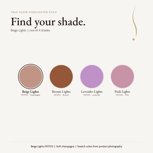 Highlighter Stick shade chart with Beige Lights selected