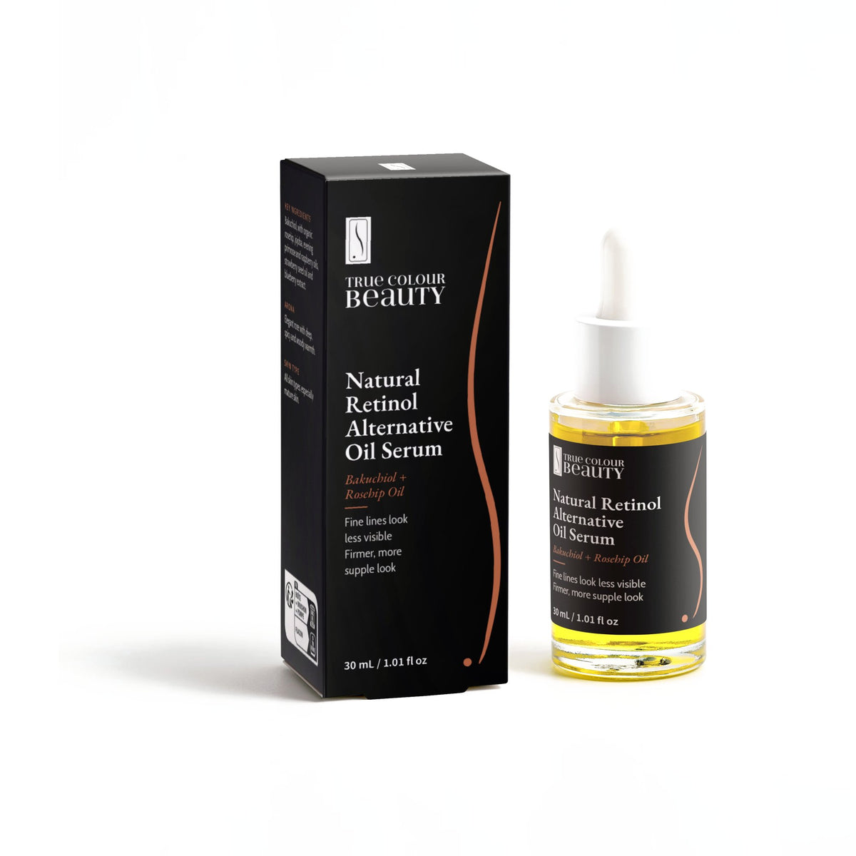 Natural Retinol Alternative Oil Serum, 30 mL, bottle and box
