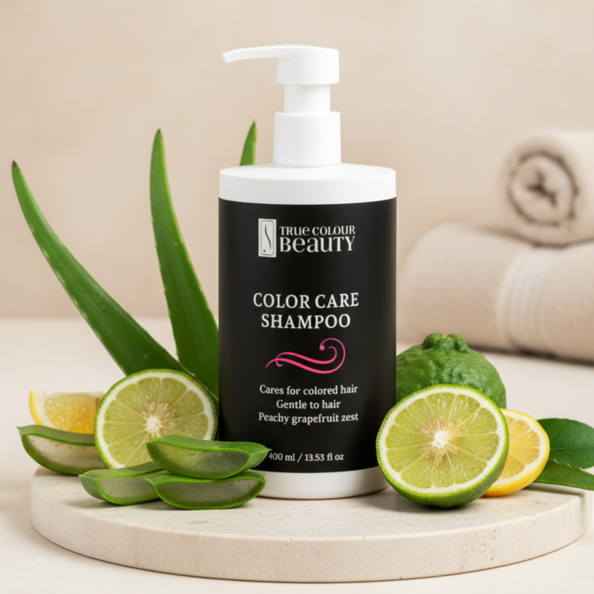 Ingredient shot with aloe, bergamot, and lemon